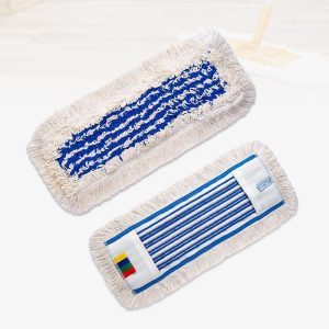 Wischmopbezug weiß blau gestreift Mit Farbcode aus Baumwolle-Polyester-Mischgewebe für Gewerbe